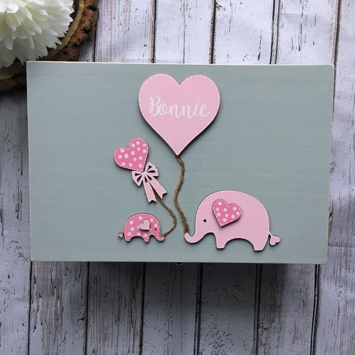 Wooden Baby Keepsake Box Elephant Keepsake Box Baby Birth Etsy