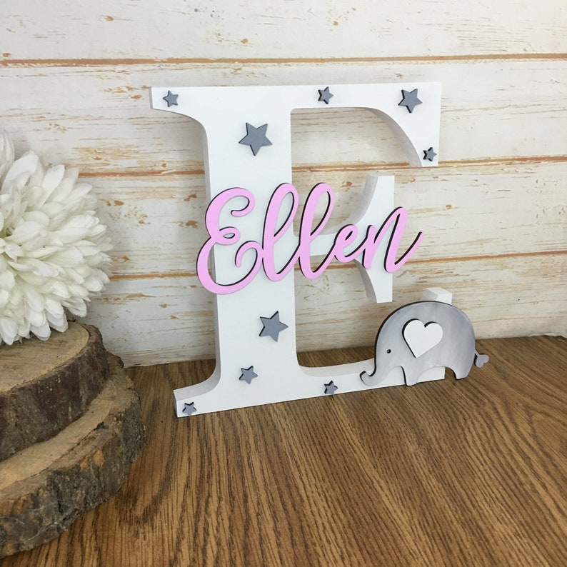 Elephant Letter Nursery Letter Personalised Nursery Decor Etsy