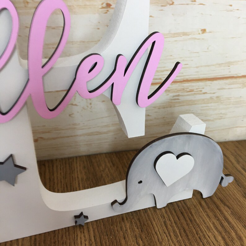 Elephant Letter Nursery Letter Personalised Nursery Decor Etsy