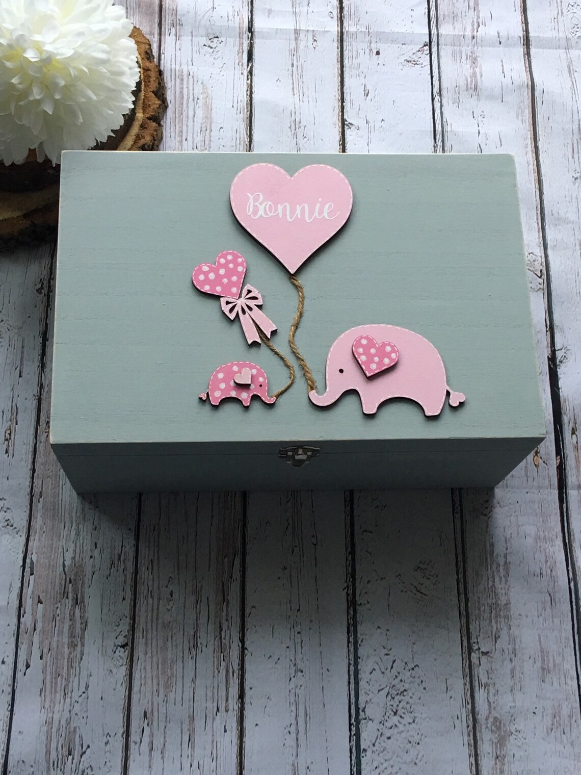 Wooden Baby Keepsake Box Elephant Keepsake Box Baby Birth Etsy