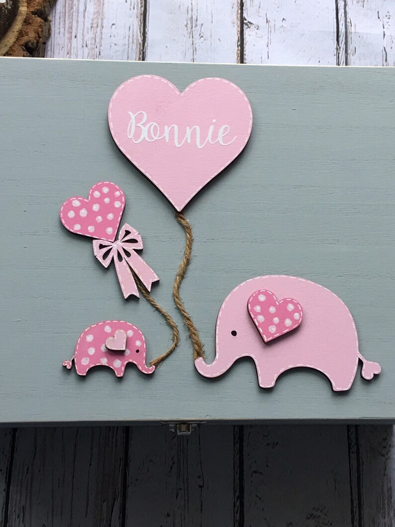 Wooden Baby Keepsake Box Elephant Keepsake Box Baby Birth Etsy