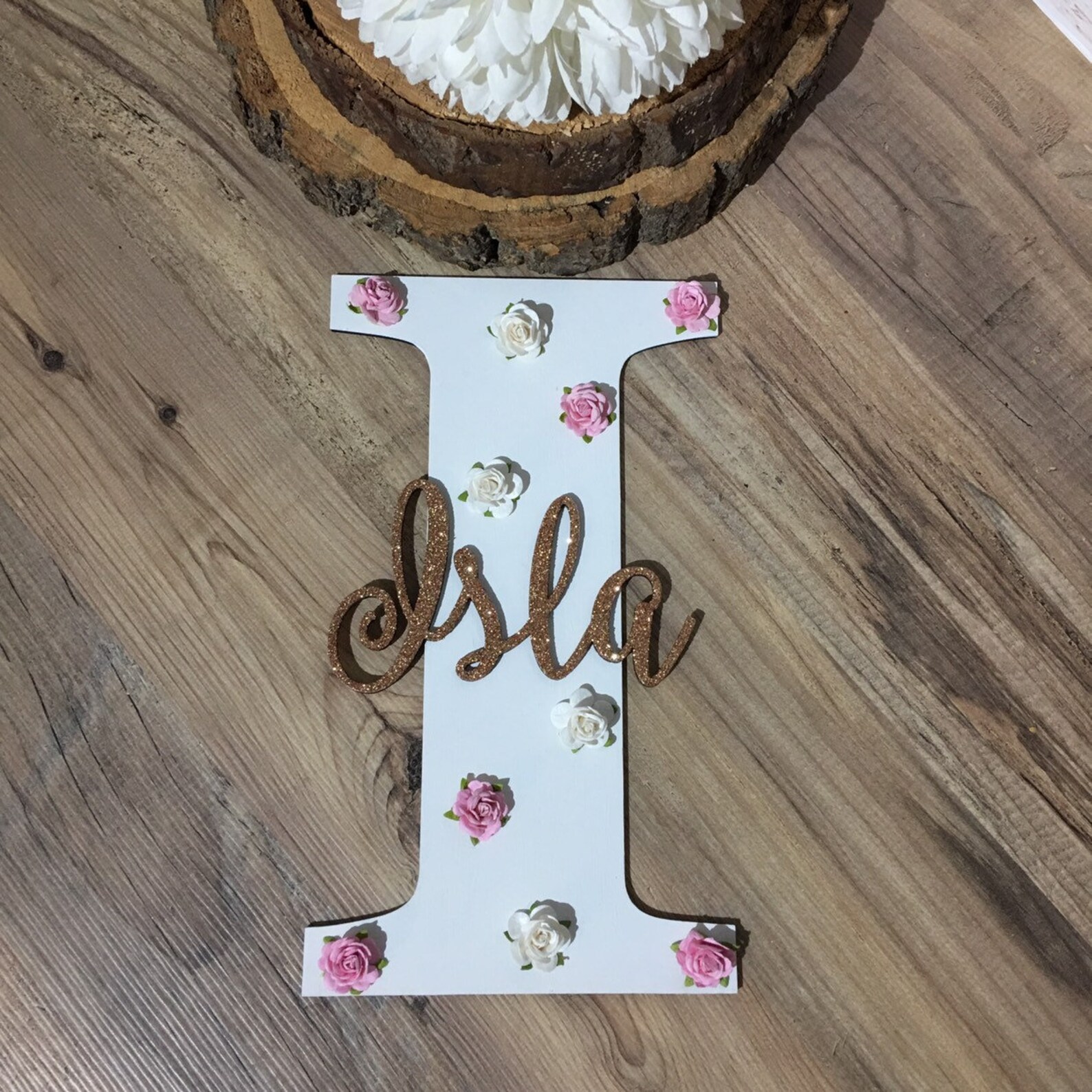 Floral Wall Letter Nursery Wall Name Personalised Wooden Etsy
