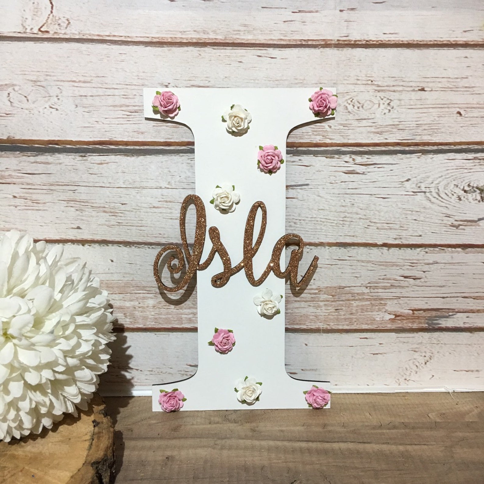 Floral Wall Letter Nursery Wall Name Personalised Wooden Etsy