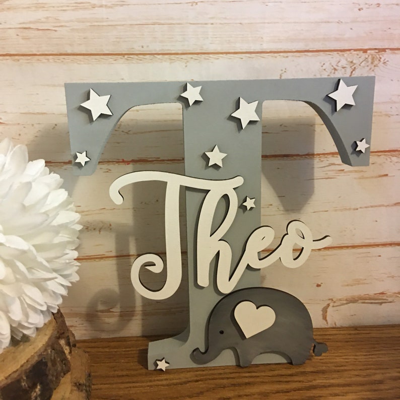 Elephant Letter Freestanding Nursery Letter Personalised Etsy UK