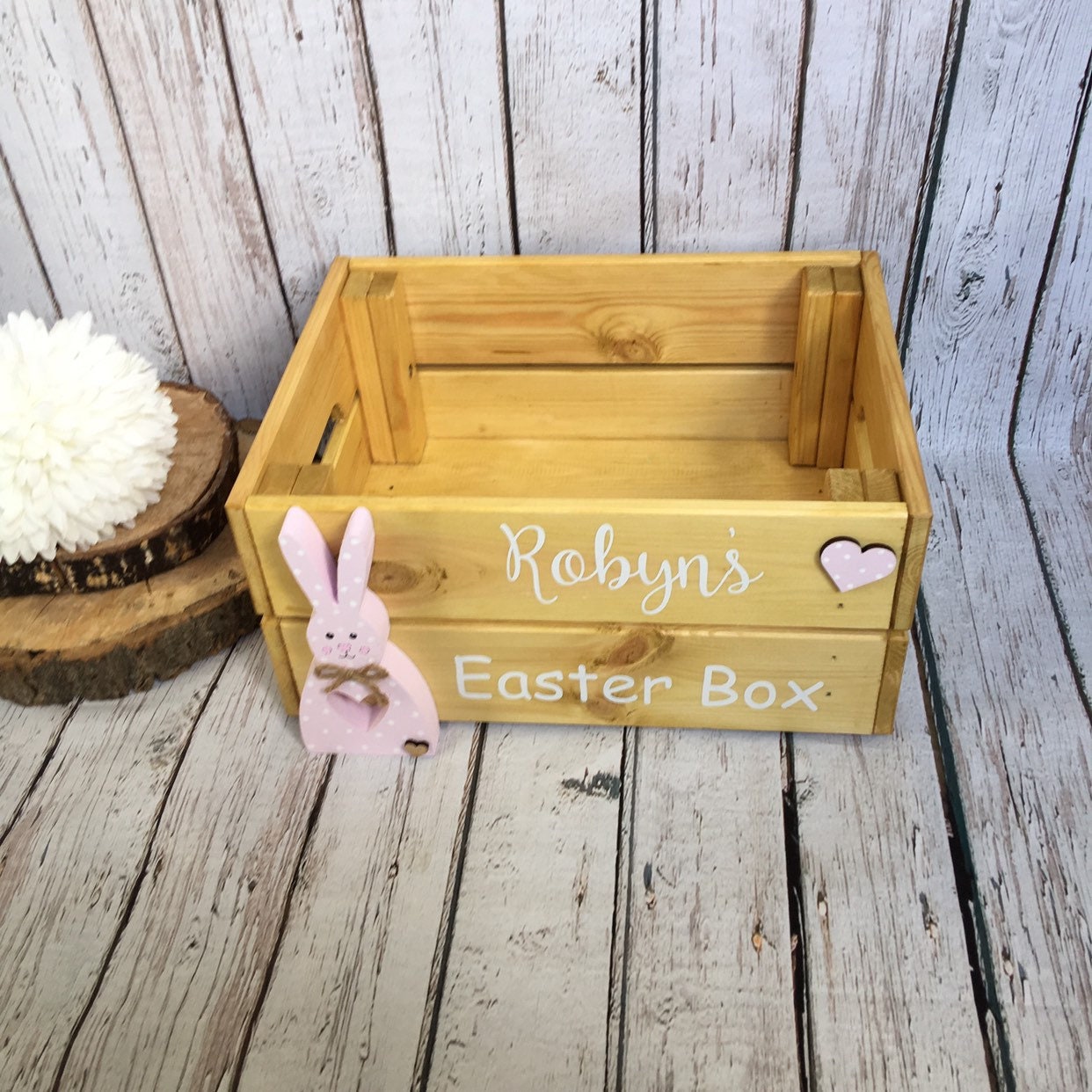 Easter crate Easter box Easter bunny crate personalised Etsy