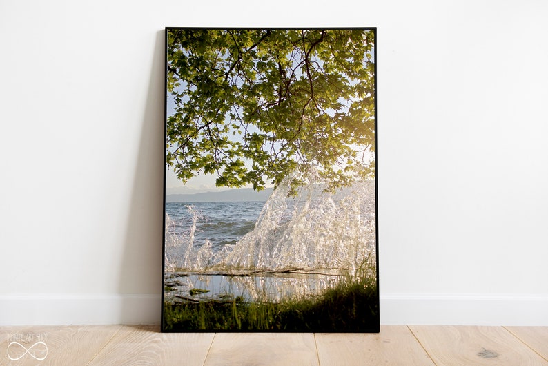 Coastal Wall Art,Branches Print,Wave Print,Lake Waves,Green Wall Art,Beach Wall Decor,Printable Wall decor.Nature Wall Art.Digital Download.