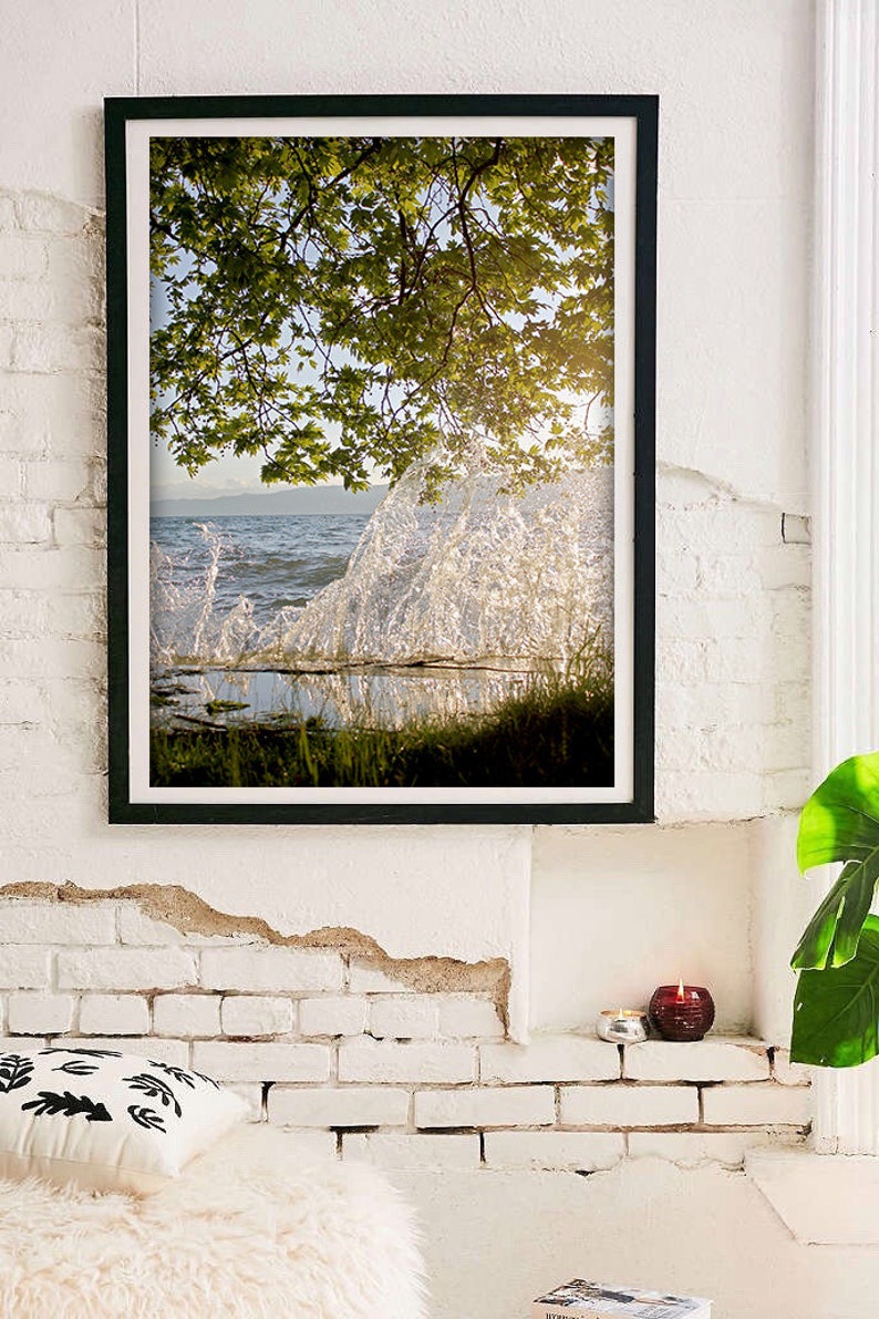 Coastal Wall Art,Branches Print,Wave Print,Lake Waves,Green Wall Art,Beach Wall Decor,Printable Wall decor.Nature Wall Art.Digital Download.