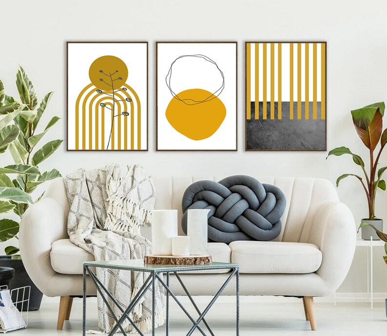 Abstract Geometric Wall Art,mid Century Modern Wall Art Set of 3 Prints