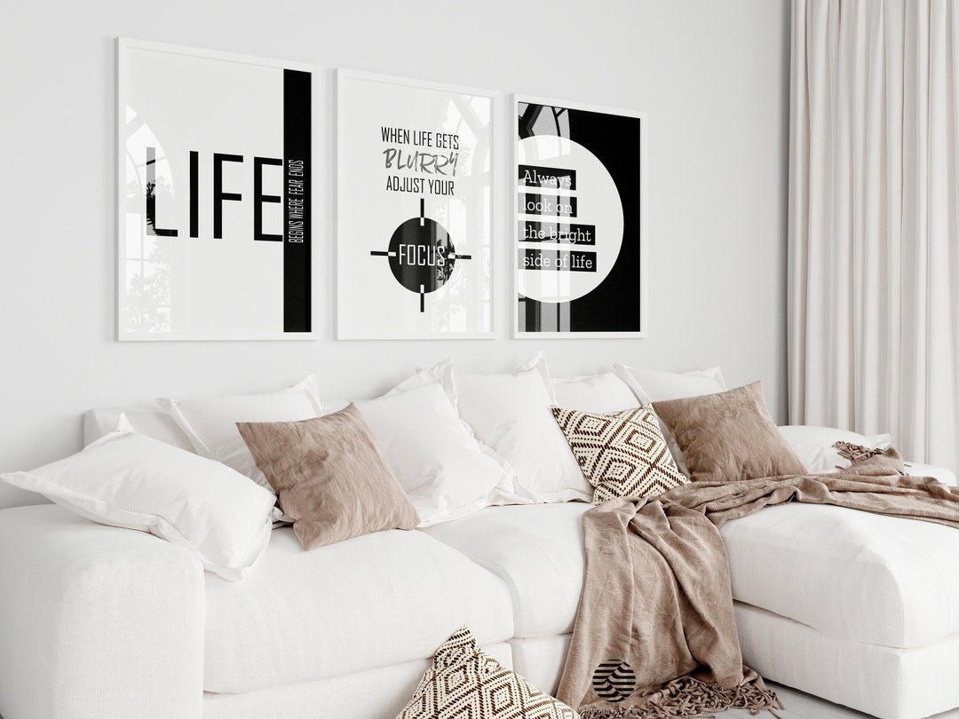 Minimalist Motivational Wall Art Set, Black and White Office Posters ...