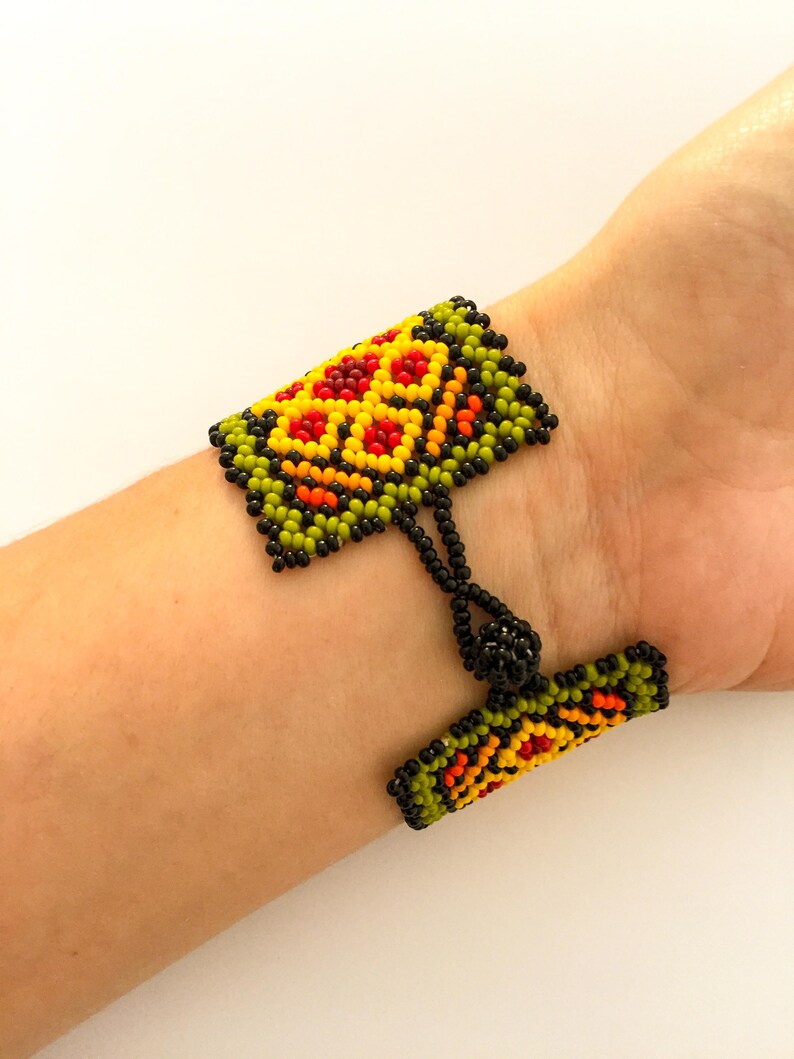 Mexican Huichol beaded bracelet Etsy