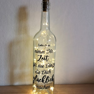 Leuchtflasche Flasche Lichterkette mit individuellem Spruch
