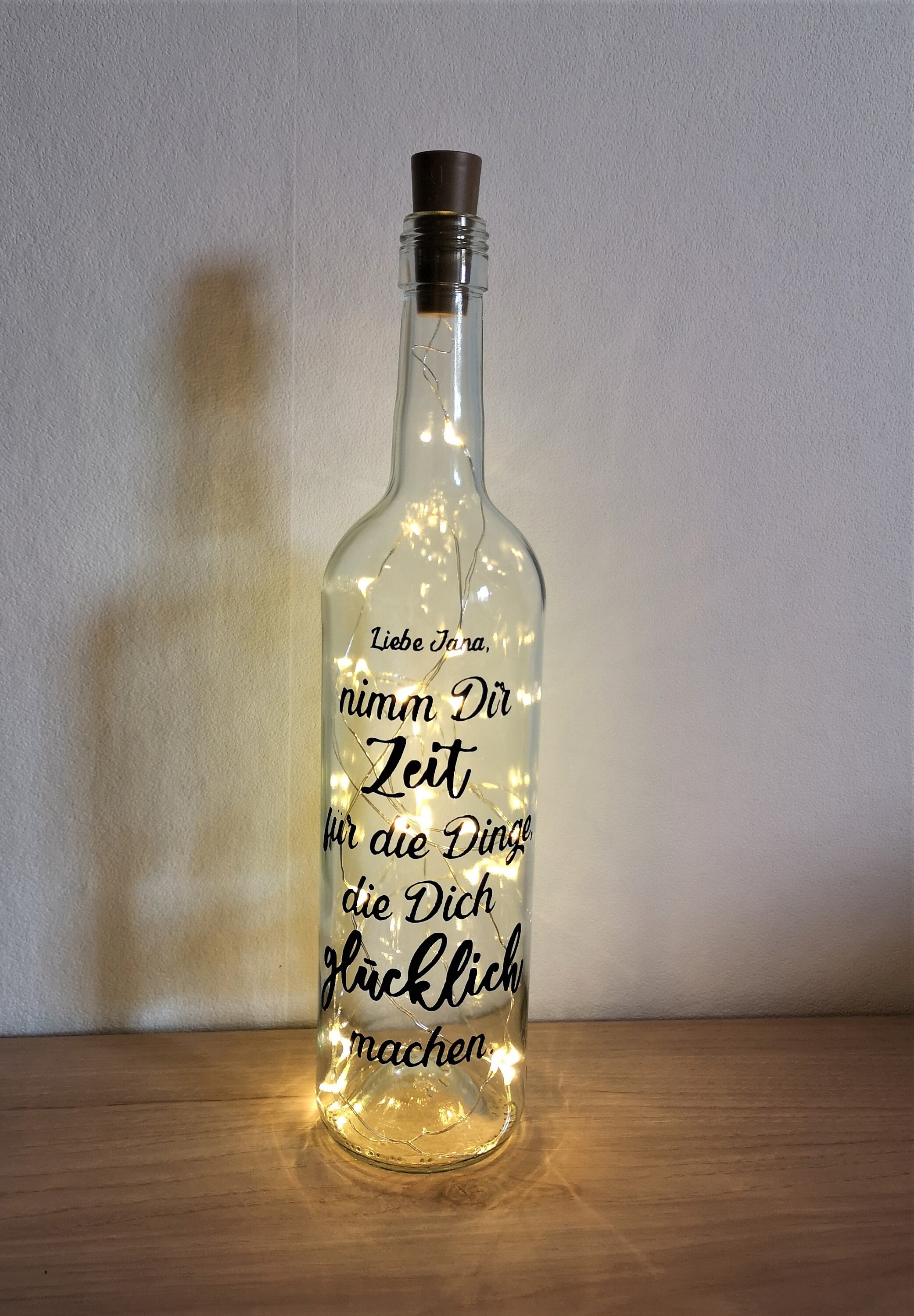 Leuchtflasche Flasche Lichterkette mit individuellem Spruch Etsy.de