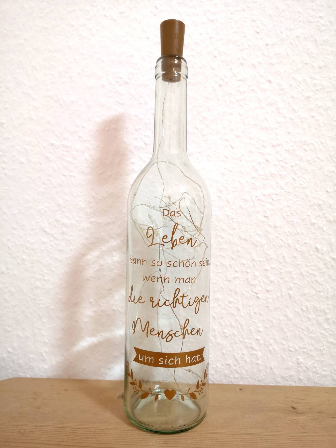 Leuchtflasche Weinflasche Lichterkette mit Spruch für Etsy