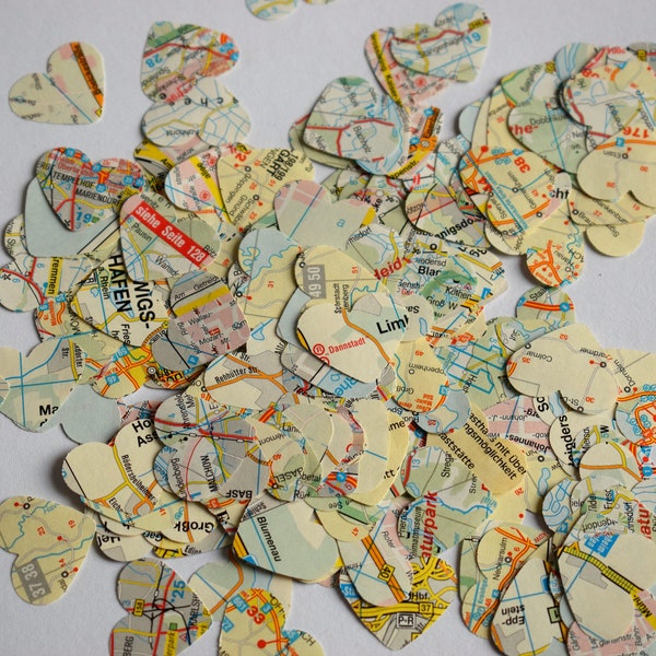Herzen Konfetti Weltkarte Atlas für Weltenbummler Einladungen Reisen Geburtstag Hochzeit