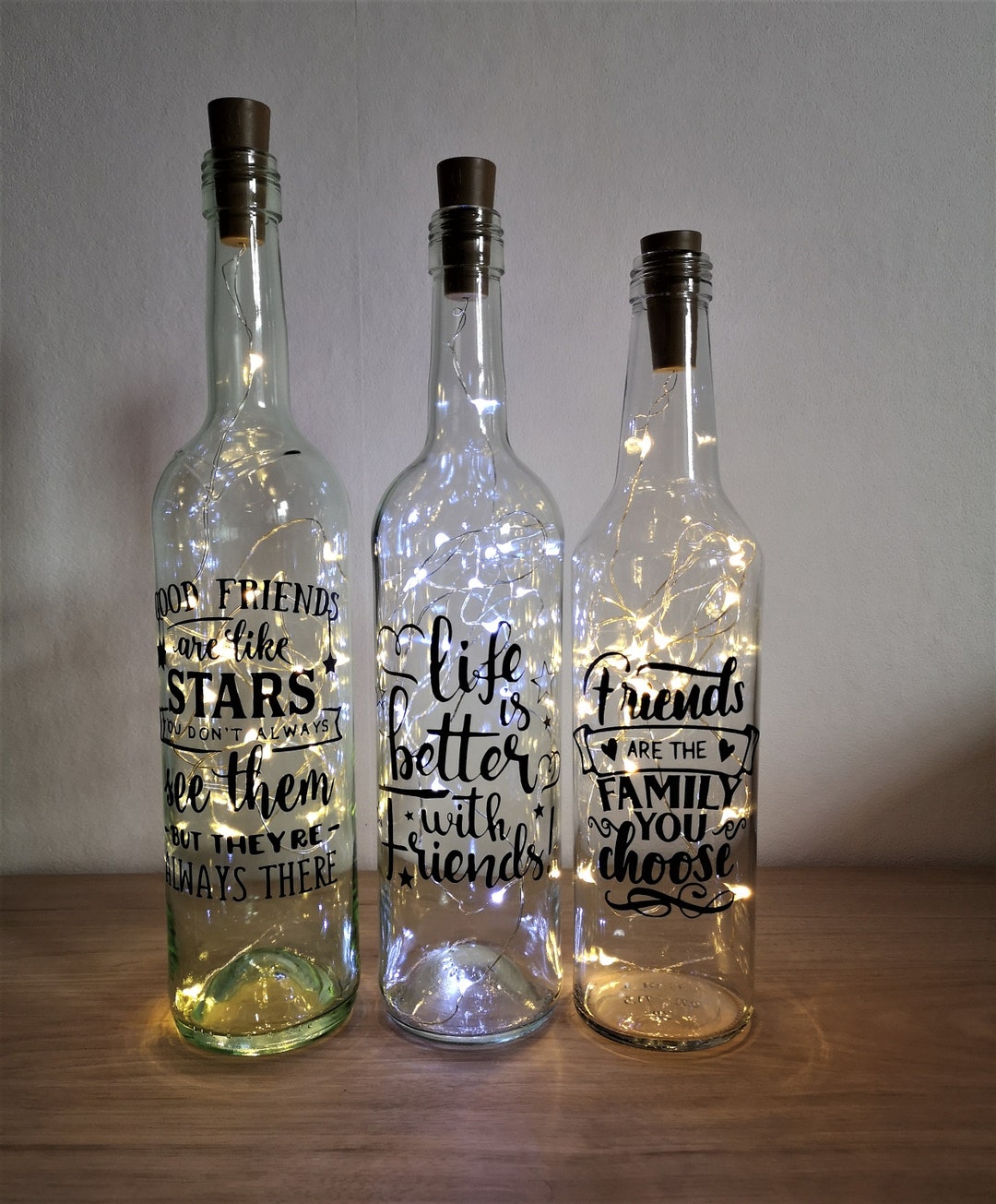 Leuchtflasche Geschenk Geburtstag Weinflasche Lichterkette mit