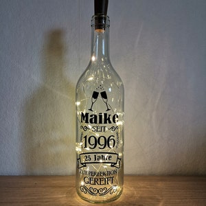Leuchtflasche Weinflasche Lichterkette mit individuellem Spruch zum runden Geburtstag, Flaschenlicht personalisierbar Jubiläum 40. 50. 60. Bild 3