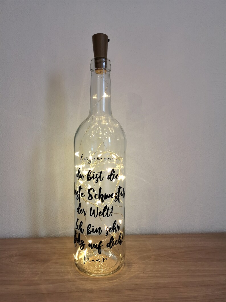 Leuchtflasche Flasche Lichterkette mit individuellem Spruch Etsy