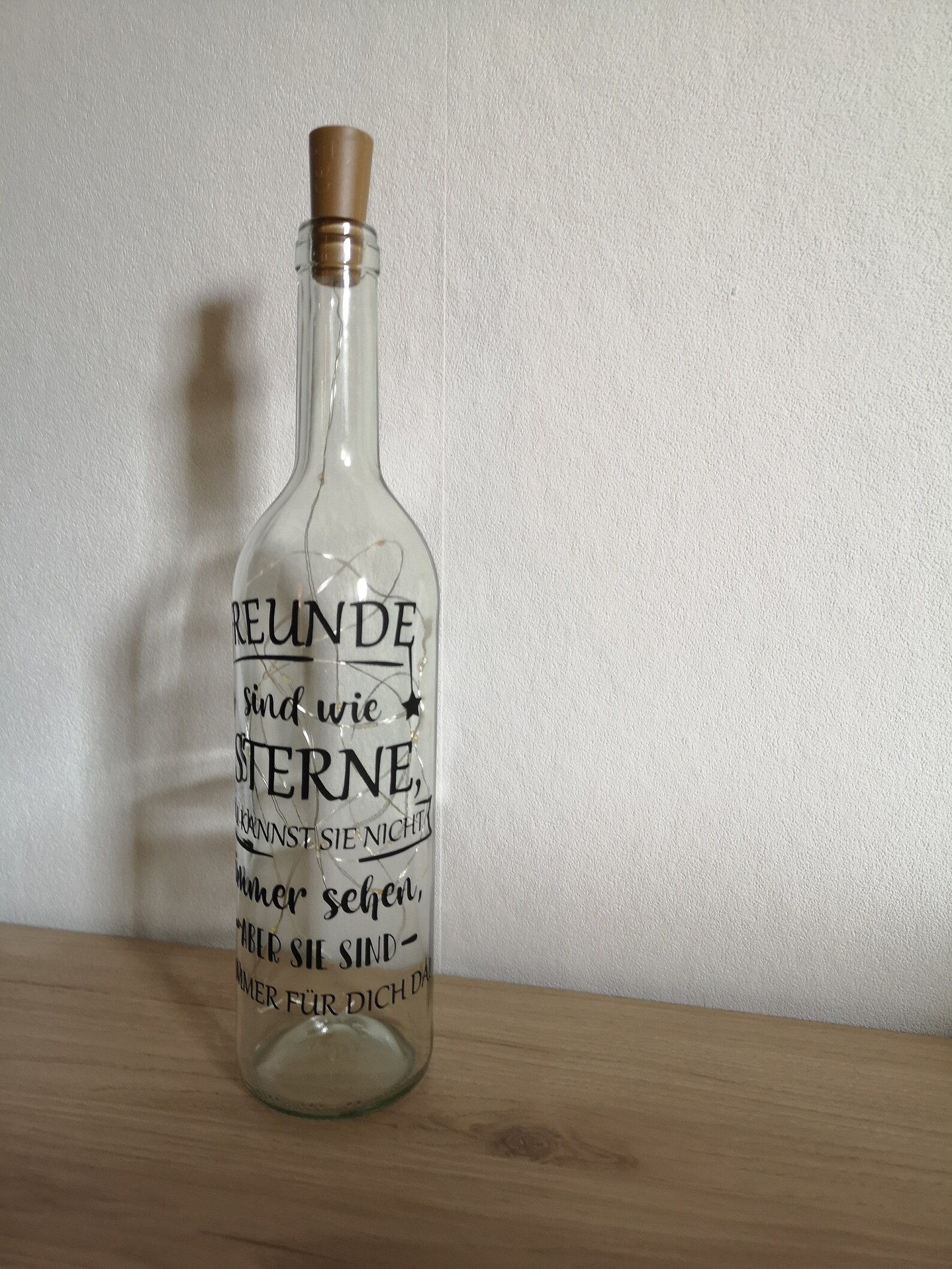 Leuchtflasche Weinflasche Lichterkette mit Spruch für Etsy