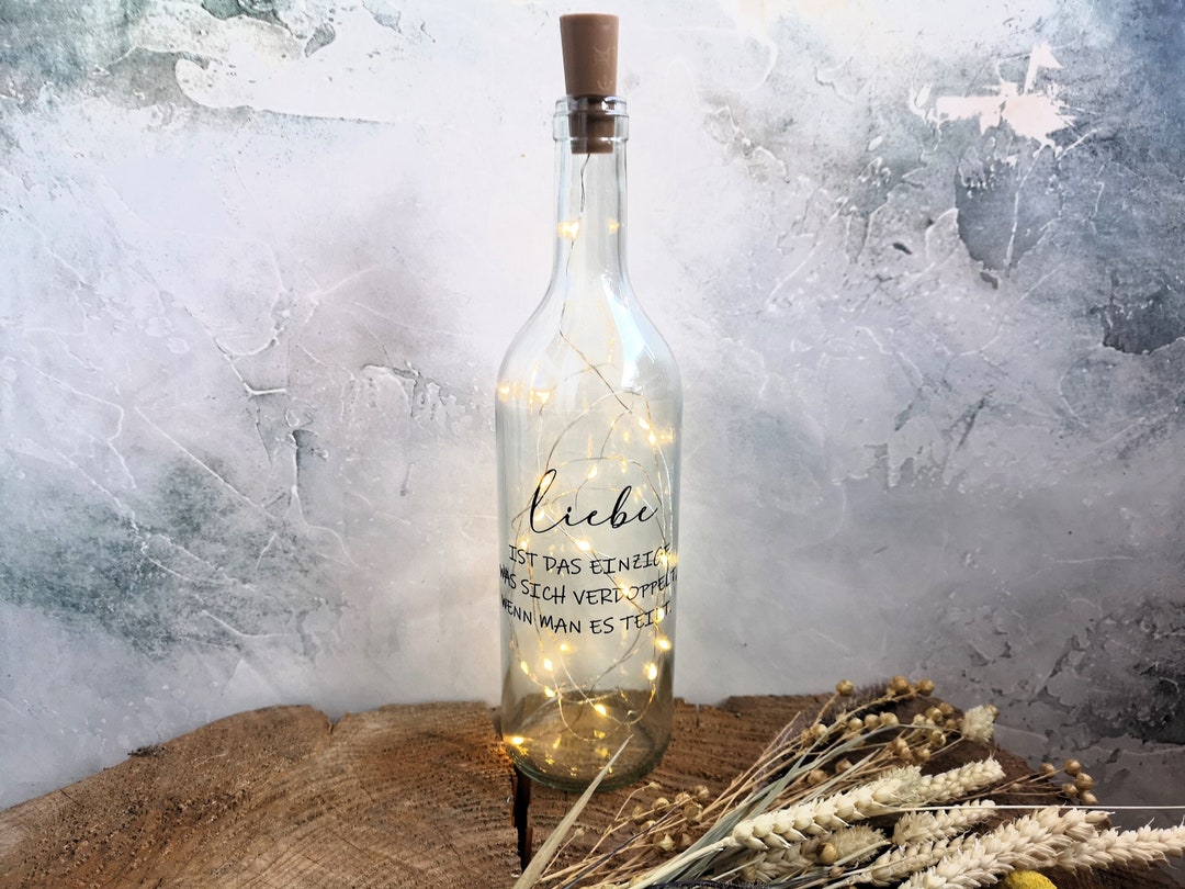 Leuchtflasche Spruch personalisierbar Dekoration Hochzeit