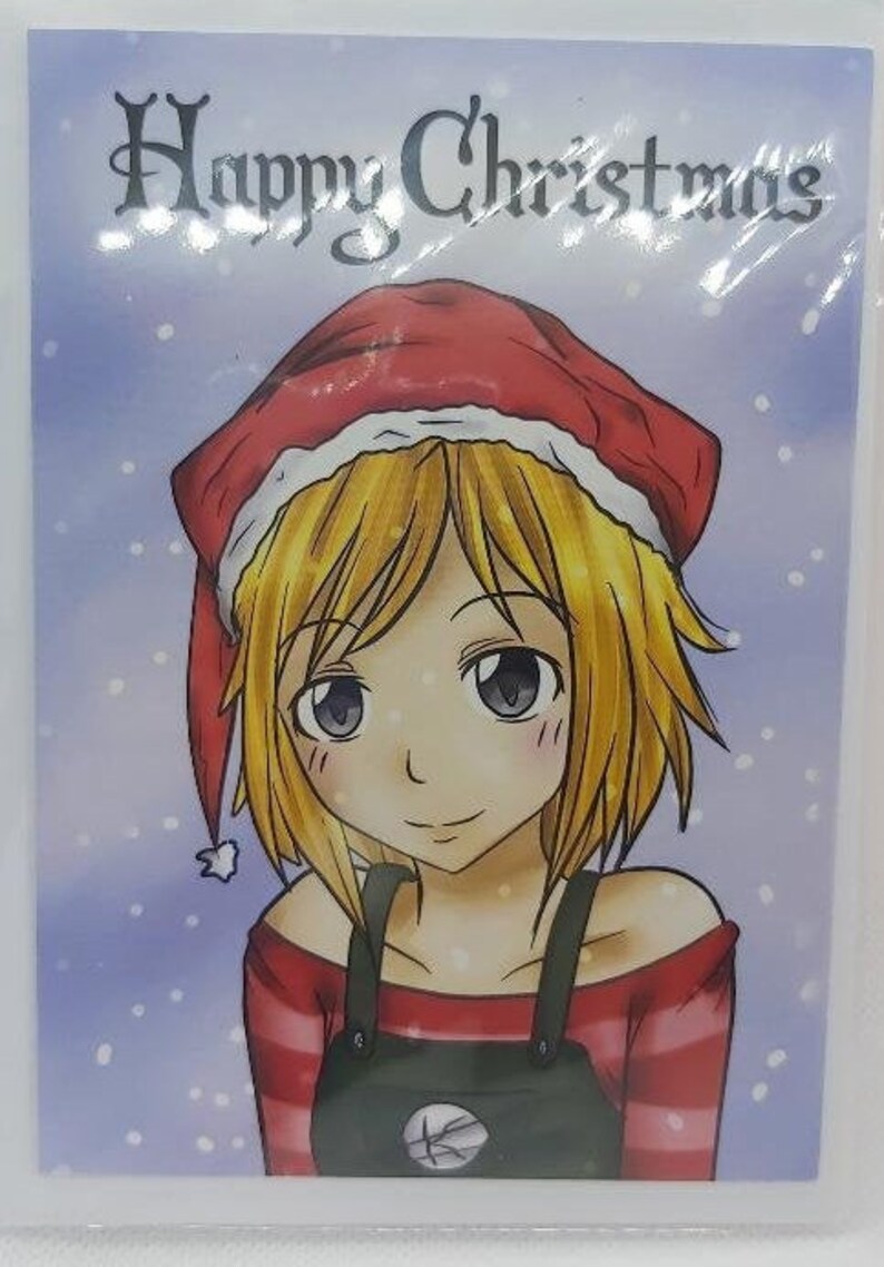 Cute Anime Style Christmas Cards Art by Cazzie Blizz | Etsy
