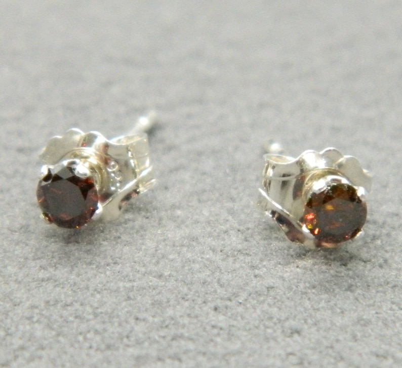 DIAMOND Natural Mined Coloured 2.5 mm Diamond Micro Mini Stud Sterling Silver Earring Pairs
