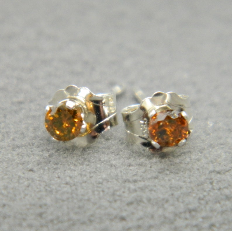DIAMOND Natural Mined Coloured 2.5 mm Diamond Micro Mini Stud Sterling Silver Earring Pairs