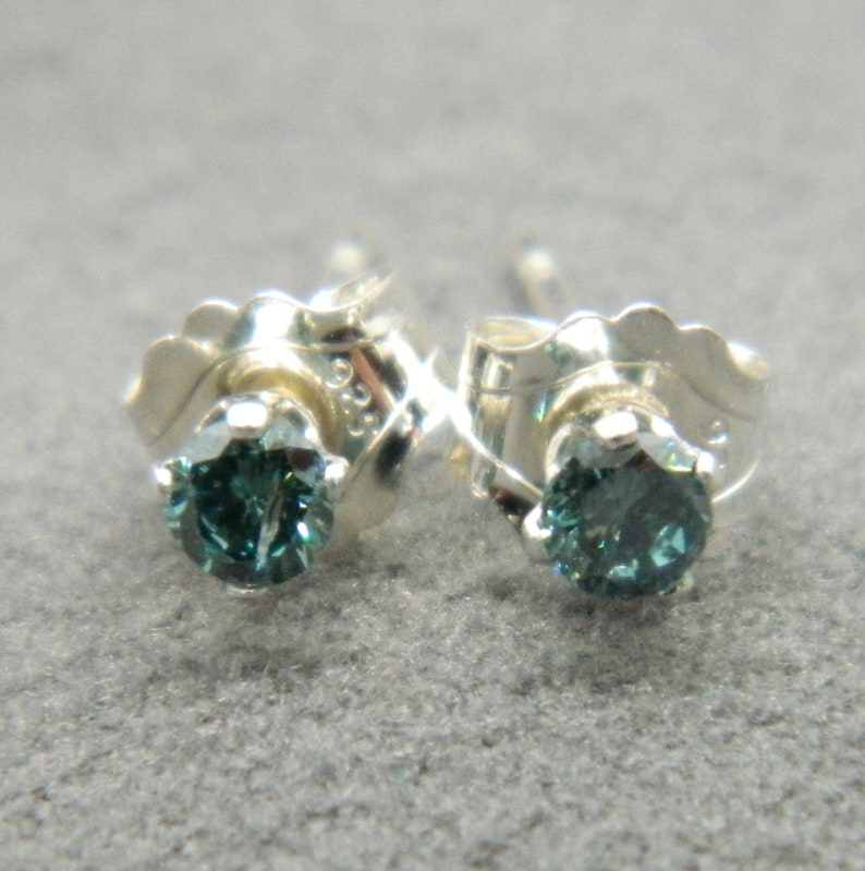 DIAMOND Natural Mined Coloured 2.5 mm Diamond Micro Mini Stud Sterling Silver Earring Pairs
