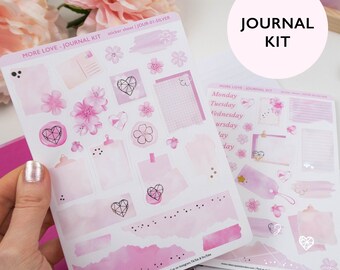 More Love - Journaling Planner Sticker kit. Decorative and foiled stickers for journaling.