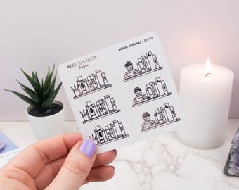 Foiled planner stickers! Book Shelves! Decorative foiled stickers for planners, journals and scrapbooks. Gold, Silver or Rose gold