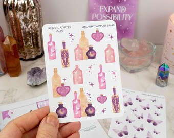 Alchemy Supplies! - Planner sticker sheet, small stickers for scrapbooks, journalling and bullet journal. Decorative stickers