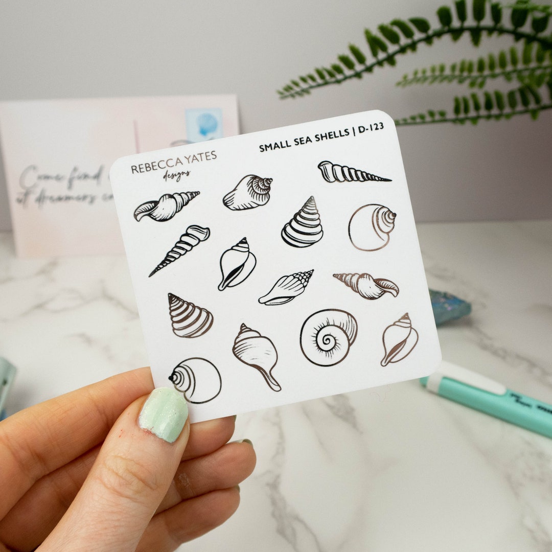 Foiled Planner Sticker Sheet - Small Sea Shells, Decorative Stickers ...