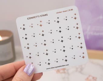 Foiled planner sticker sheet - Little stars, decorative stickers for planners, journals and scrapbooks. Gold, Silver or Rose Gold foil