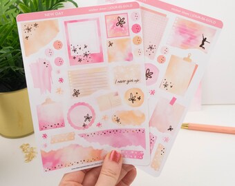 New Day - Journaling Planner Sticker kit. Decorative and foiled stickers for journaling.