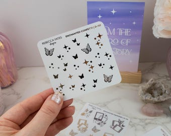Foiled planner sticker sheet - Enchanted confetti, decorative stickers for planners, journals and scrapbooks. Gold, Silver or Rose Gold foil