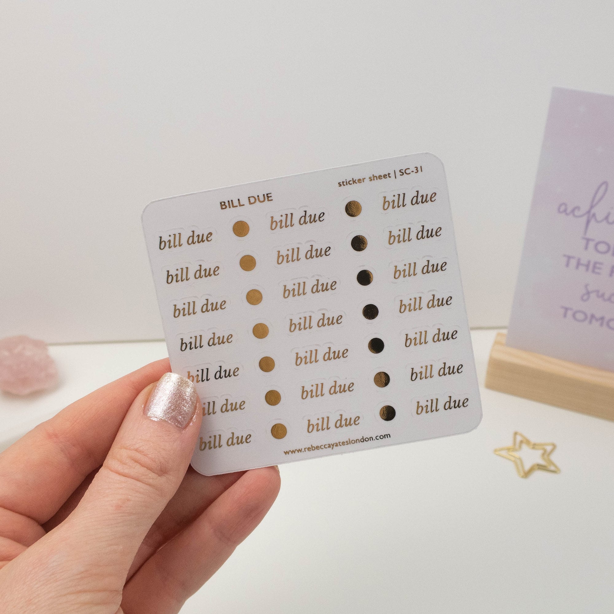 Scrut Sticker Bill Due-deco Clear Matte Foiled Script Sticker Sheet. Functional ...
