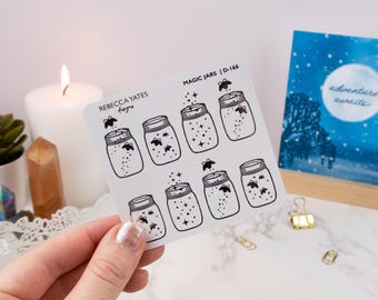 Foiled planner sticker sheet - Magic Jars - Decorative foiled stickers for planners, journals and scrapbooks. Gold, Silver or Rose gold