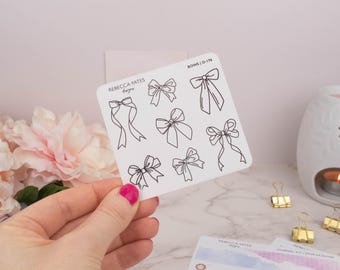 Foiled planner sticker sheet - Bows! Decorative stickers for planners, journals and scrapbooks. Gold, Silver or Rose Gold foil