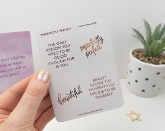 Encouraging and Uplifting quotes - Full box foiled overlay sticker sheet. clear matte stickers for vertical planners and bullet journalling