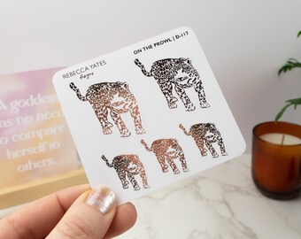 Foiled planner sticker sheet - On the Prowl! Decorative foiled stickers for planners, journals and scrapbooks. Gold, Silver or Rose gold