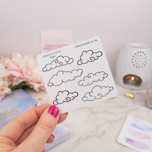 Feuille d'autocollants pour agenda - Des nuages ! Autocollants décoratifs pour agendas, journaux et albums de coupures. Feuille d'or, d'argent ou d'or rose