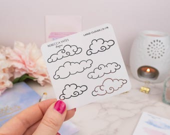 Foiled planner sticker sheet - Clouds! Decorative stickers for planners, journals and scrapbooks. Gold, Silver or Rose Gold foil