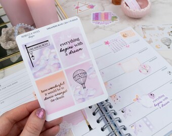 Dreamers Boulevard-Uplifting quote sticker sheet for planners and journals-Gold foiled decorative sticker-Full box vertical planner stickers