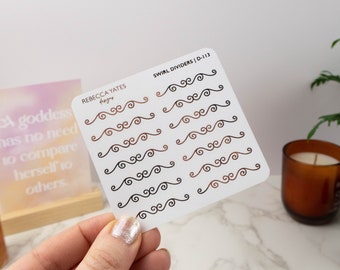 Swirl Dividers! Clear foiled planner sticker sheet. Decorative overlay stickers for planners, journals and scrapbooks-Choice of foil colour