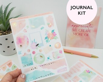 Appreciation - Journaling Planner Sticker kit. Decorative and gold foiled stickers for journaling and scrapbooking.