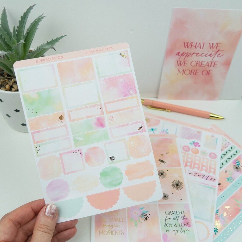 Appreciation - Weekly Sticker Kit for Standard Vertical Planners. Gold ...