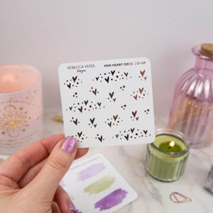 Mini coeur déco ! Feuille d'autocollants transparents pour agenda. Superposition d'autocollants décoratifs pour agendas verticaux et bullet journals