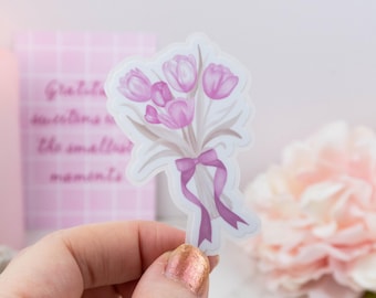Tulip Bouquet - Waterproof Single Sticker perfect for water bottles and laptops. Floral sticker