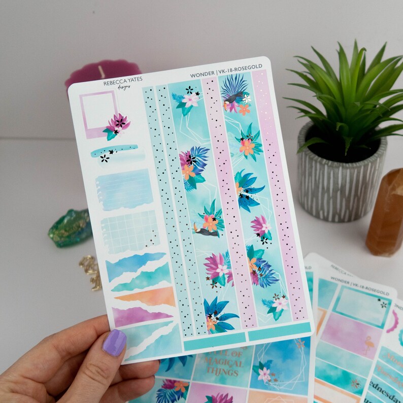 Wonder! - Weekly Sticker Kit for Standard Vertical Planners. Rose Gold ...