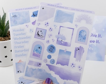 Believe It! - Journaling Planner Sticker kit. Decorative and foiled stickers for journaling.