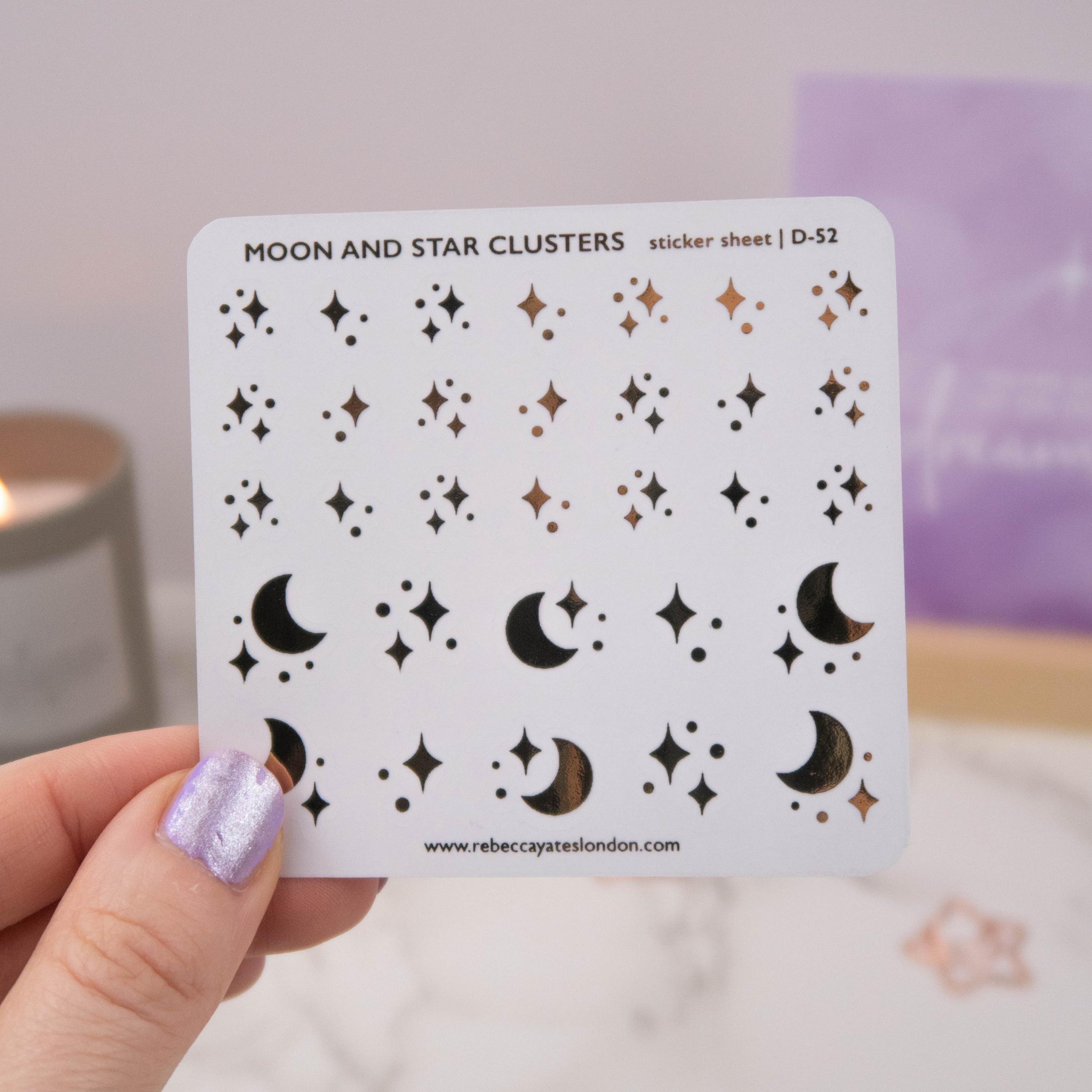 Moon and Star Clusters! Clear Foiled Planner Sticker Sheet. Decorative ...